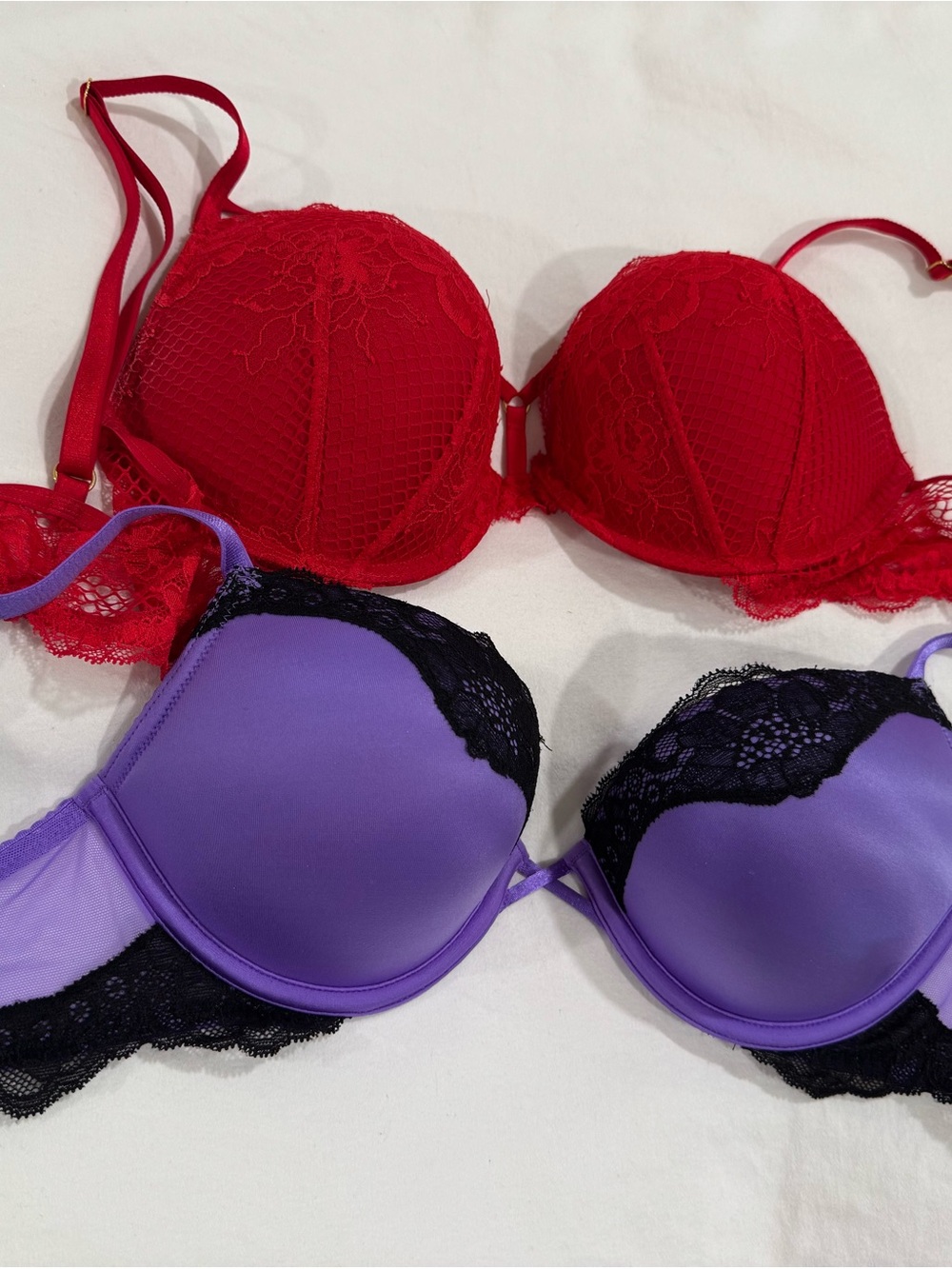 Victoria's Secret Red & Purple Lace Push-Up Bras
